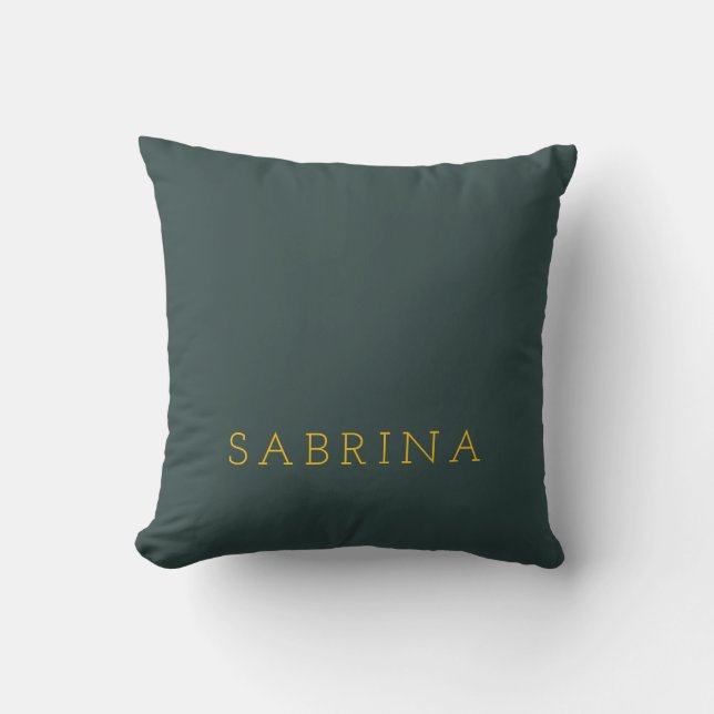 Coussin Moderne Minimaliste Simple Propre Nom Vert Poussié (Recto)
