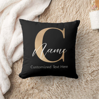 Coussin Moderne Monogramme Initial C & Nom Personnalisé