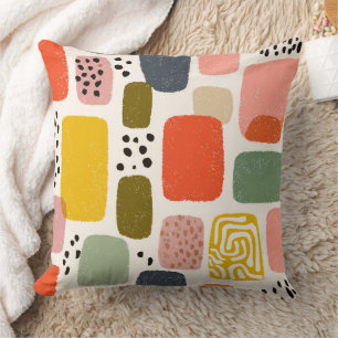Coussin Moderne motif abstrait bohème aquarelle Coloré