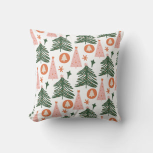 Coussin Moderne motif d'arbre de Noël vert rose pour les F