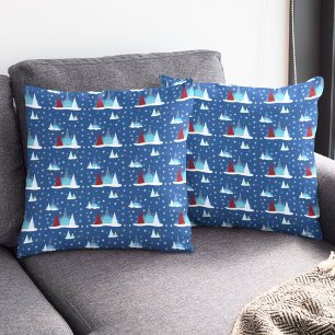 Coussin Moderne motif d'arbres de vacances d'hiver heureux