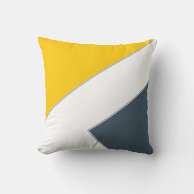 Coussin Moderne moutarde bleu foncé bloc de couleur géomét (Recto)