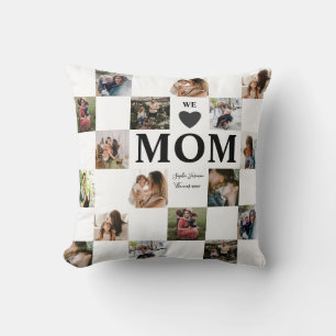 Coussin Moderne Multi Photo Black & White Maman Jouer Orei