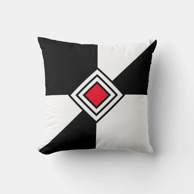 Coussin Moderne Noir Rouge et Blanc (Recto)