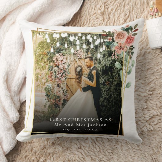 Coussin Moderne Notre Premier Noël En Tant Que M. et Mme F (Couverture)