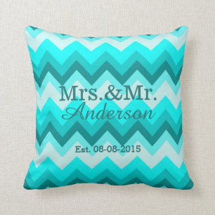 Coussin moderne ombre turquoise chevron m et mme