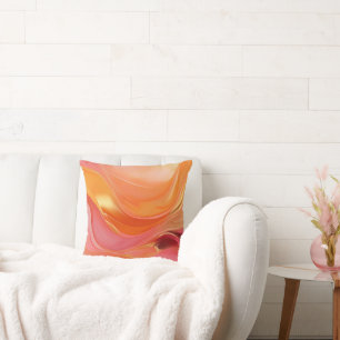 Coussin Moderne Orange rose et or