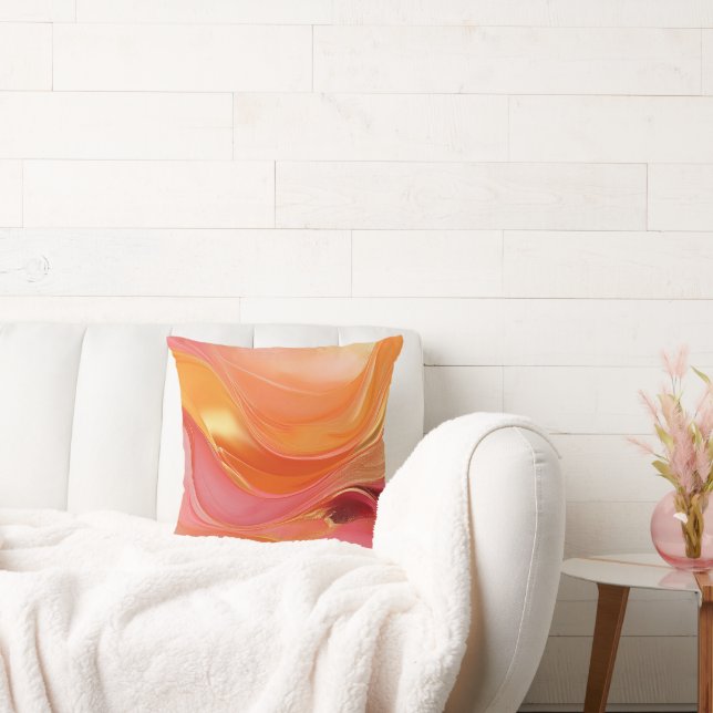 Coussin Moderne Orange rose et or (Canapé)