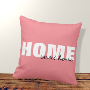 Coussin Moderne Pink Home Sweet Home Typographie Design