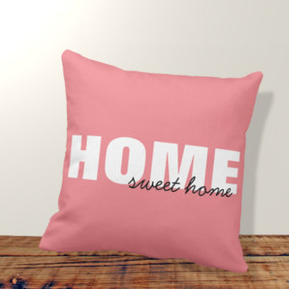 Coussin Moderne Pink Home Sweet Home Typographie Design