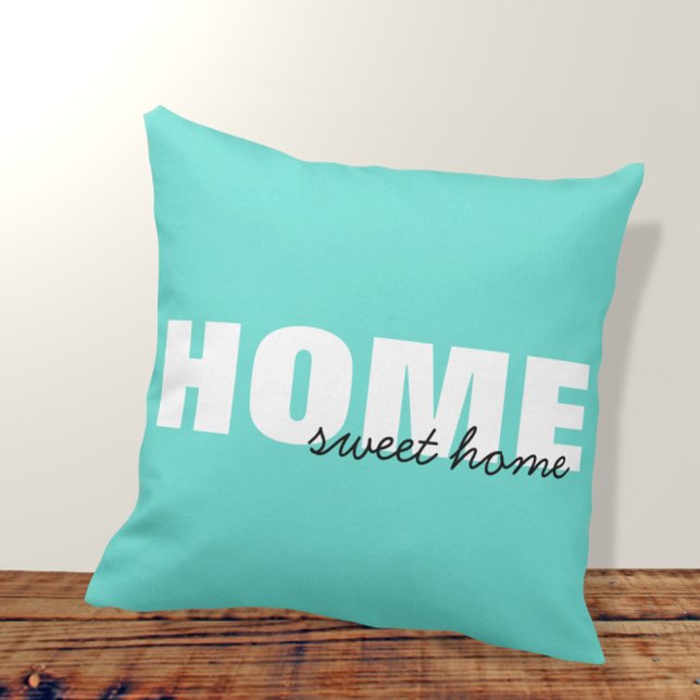 Coussin Moderne Pink Home Sweet Home Typographie Design Th (Créateur téléchargé)