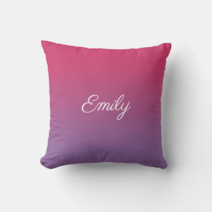 Coussin Moderne rose à violet Dégradé blanc Nom du script