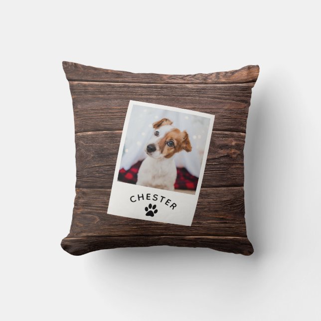 Coussin Moderne Rustique Bois foncé Animal de compagnie Ph (Recto)