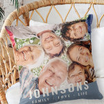 Coussin Moderne Simple Chic Moderne Photo Famille Citation<br><div class="desc">Ce design simple et moderne est composé de typographie sans serif. Ajoutez une photo personnalisée de votre famille. Ajoutez un slogan ou une citation personnalisée comme illustré ici : "famille amour vie"</div>