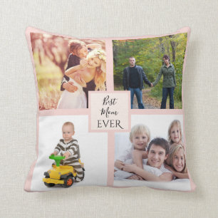 Coussin Moderne Simple Mothers Day Maman Famille Photo Blu