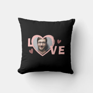 Coussin Moderne Simple Personnalisé Photo Love Coeur