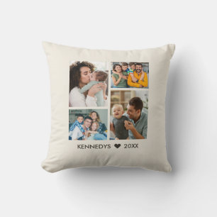 Coussin Moderne souvenir de nom de famille en collage de 4