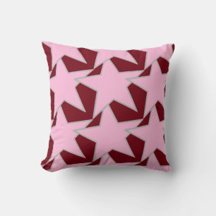 Coussin Moderne Star Géométrique - rose et bordeaux