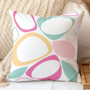Coussin Moderne Style Abstrait Aqua Rose Jaune