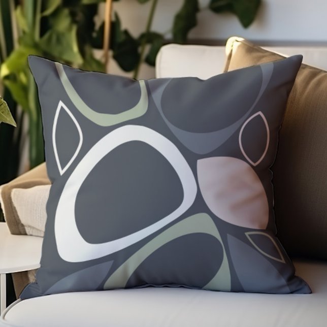 Coussin Moderne Style Gris Vert Sauge Abstrait (Créateur téléchargé)