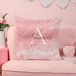 Coussin Moderne stylish Parties scintillant rose fille Nom