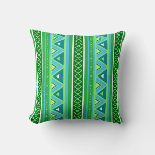 Coussin Moderne Sud-Ouest géométrique, vert et Aqua Thro