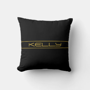 Coussin Moderne Texte Doré Editable & Rayures