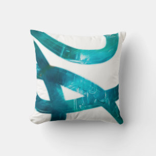 Coussin moderne turquoise et peinte en blanc