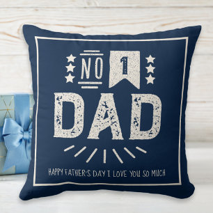 Coussin Moderne Vintage Bleu Nuit Crème Meilleure Fête des