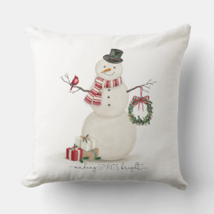 Coussin Moderne vintage Holiday snowman