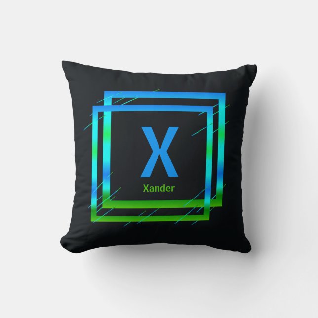Coussin Modifier le nom initial Ajouter le nom Carrés vert (Recto)
