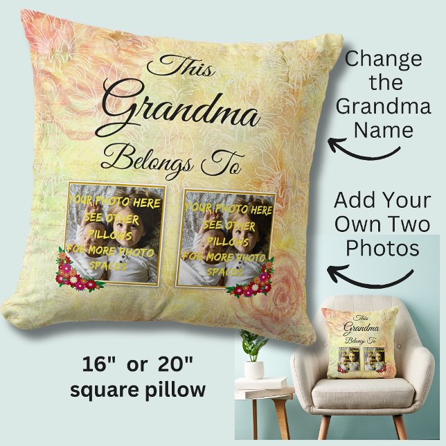 Coussin Modifier le nom Texte Cette grand-mère appartient  (Créateur téléchargé)