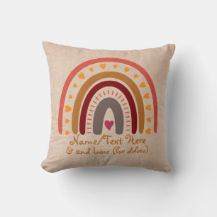 Coussin Modifier le texte Ajouter le nom Boho Rainbow Hear