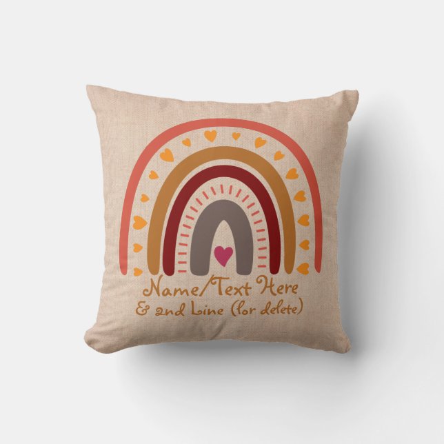 Coussin Modifier le texte Ajouter le nom Boho Rainbow Hear (Recto)