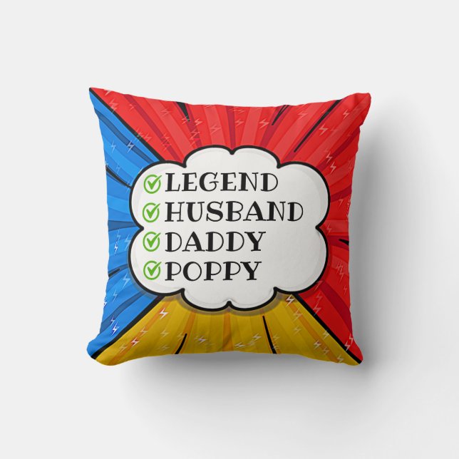 Coussin Modifier le texte Légende Mari Papa Poppy Comédie (Recto)