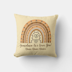 Coussin Modifier les noms Texte Brown Boho Rainbow Heart G
