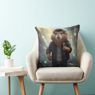 Coussin "Mohawk Capybara : Rockin' the River !"