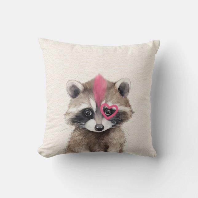 Coussin Mohawk Raccoon Woodland Nursery (Recto)