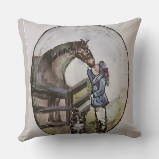 Coussin Moi avec bébé cheval de course Jamie (Verso)