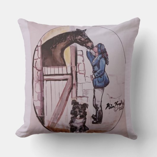 Coussin Moi avec bébé cheval de course Jamie (Recto)