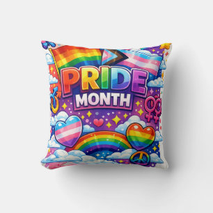 Coussin Mois de la Fierté Coloré Arc-en-ciel et Art de Lic