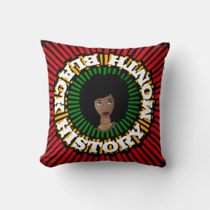 Coussin Mois de l'histoire noire, rayons du soleil, femme