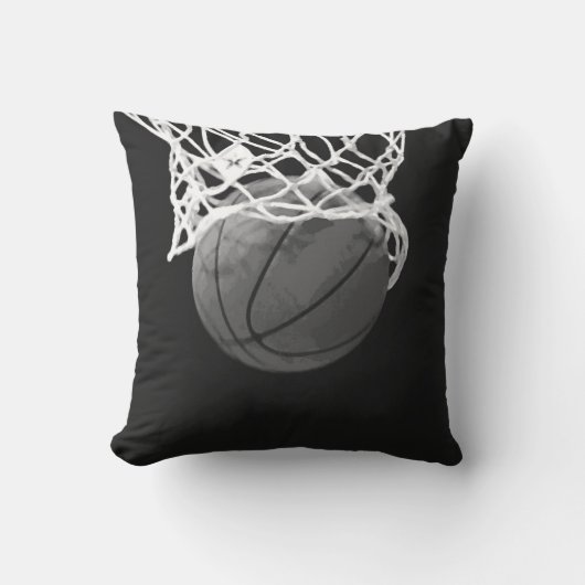 Coussin MoJo américain de basket-ball noir et blan (Recto)