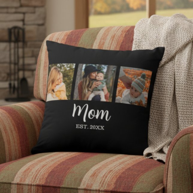 Coussin Mom Established Modern Script Black 3 Photo (Créateur téléchargé)