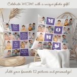 Coussin MOM tendance Personnalisé 12 Photo Collage Purple<br><div class="desc">Voici le cadeau parfait pour le meilleur MOM jamais réalisé - un coussin photo-collage personnalisé! Cette coussin moderne et élégante offre de l'espace pour 12 images spéciales, MOM audacieuse dans un design de bloc de couleur, créant un cadeau unique et sentimental que toute mère adorerait. Avec les espaces pour ajouter...</div>