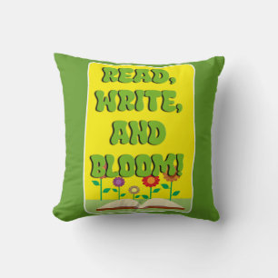 Coussin Moment de lire écrire fleurir Cool Bookworm