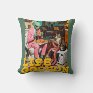 Coussin Moment surréaliste d'alien pizza