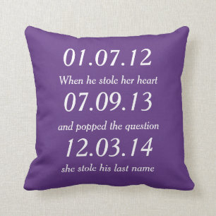 Coussin Moments Romantiques Dates Personnalisées Mariage S
