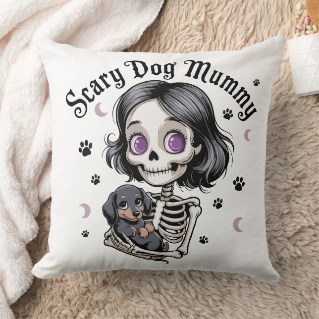 Coussin Momie de chien effrayant squelette teckel (Couverture)