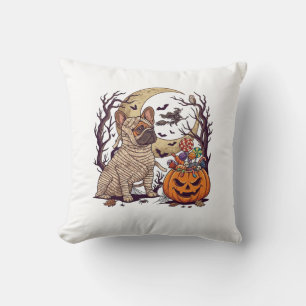 Coussin Momie d'Halloween Bouledogue Français Citrouille B